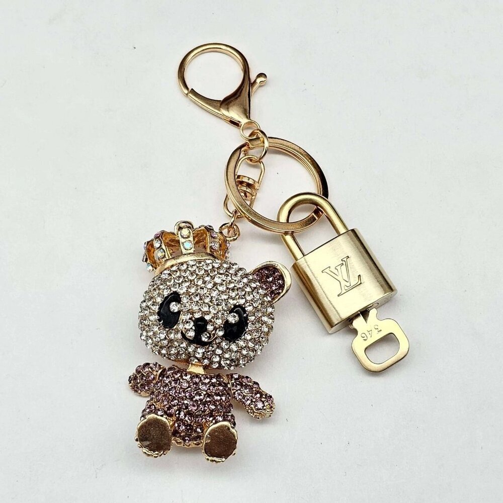Authentic Louis Vuitton Gold Padlock & Key 🔒 LV Bag Charm w/ Unbranded Keychai - Picture 3 of 7
